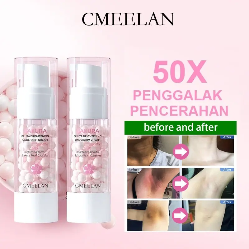 GMEELAN Sakura Krim Pemutih Ketiak 30G Pemutih Selangkangan Pencerah Ketiak dan Selangkangan Pembersih Selangkangan Hitam Pemutih Tubuh dan Ketiak Menghaluskan Pelembab Penghilang Bau