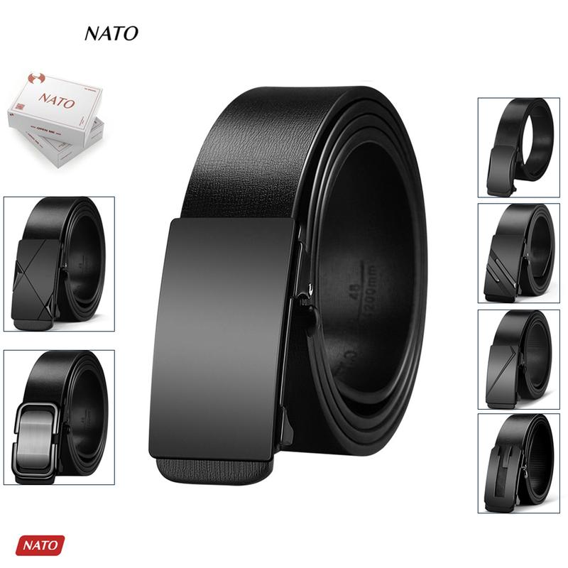 Thắt Lưng Nam PISA Giấu Đuôi Dây Khóa Tự Động Da Bò Thật Cao Cấp Đẹp Công Sở Đi Làm Đi Học Dây Nịt Khóa Tăng NATO Cao Su