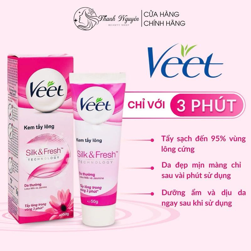DATE T2 2026 Kem Wax Lông Veet Dành Cho Da Thường Và Da Nhạy Cảm 50ml Hàng Chính Hãng - Bản TV - Tẩy Lông Hiệu Quả - Cạo Râu