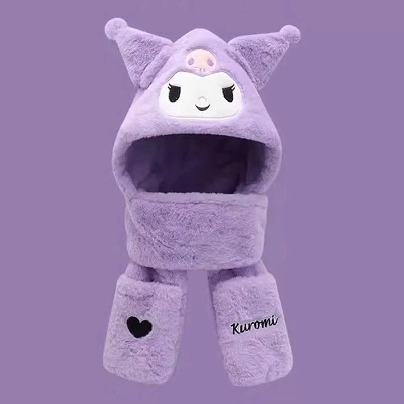 Product Introduction of Mũ Lông Cừu Kuromi Cho Bé Dễ Thương Sang Trọng và Ấm Áp Mũ 3in1 Có Xỏ Tay Nón Voi Cho Bé Gái Women Len 8