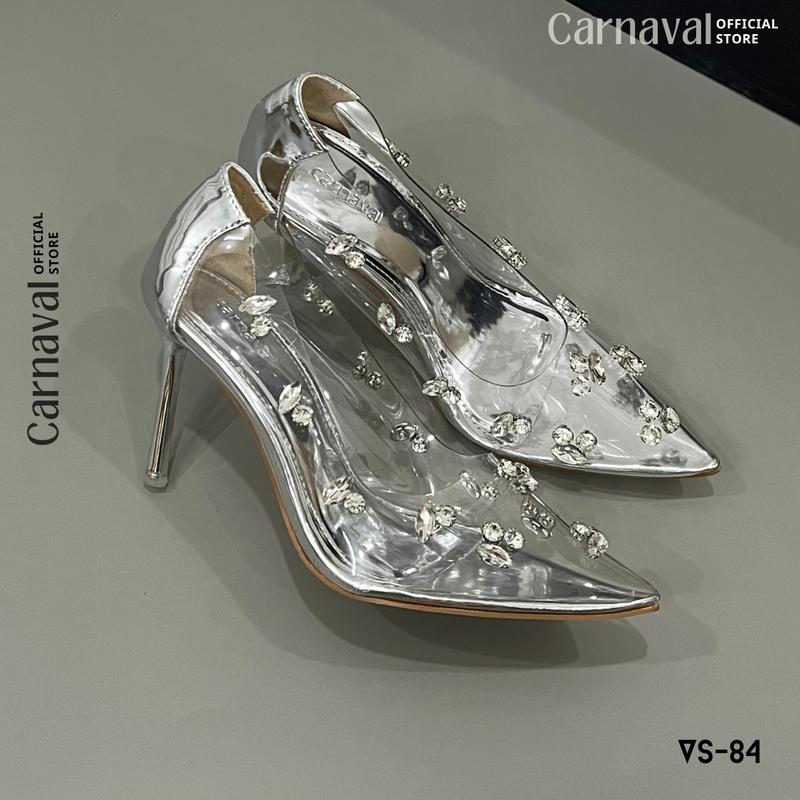 Giày Cao Gót Nữ Mika Đính Đá Carnaval Gót Nhọn 9cm Mũi Nhọn Sang Trọng - VS84