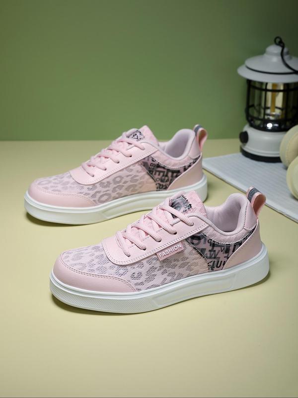 Women's Fashionable Letter Pattern Lace Up Low Top Sneakers, Casual Comfortable Breathable Sports Running Shoes, All-match Round Toe Chunky Sneakers for Daily Wear 2