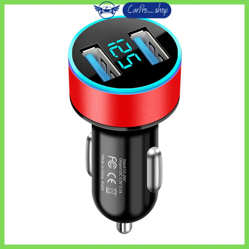 Tẩu sạc nhanh ô tô, sạc oto xe hơi 2 cổng USB có đèn hiển thị vôn Phụ Kiện 0
