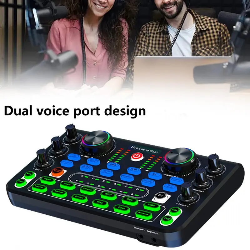 Podcast Equipment Bundle, Audio Interface with Voice Changer & Condenser Microphone, Audio Mixer Perfect for Recording, Broadcasting, Live Streaming 4