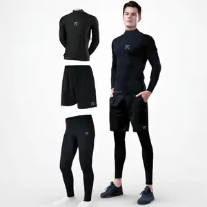 Set Stelan Baselayer 3IN1 Stelan Olahraga Pria Manset Olahraga Celana Pendek Dan Legging Panjang Baju Futsal Pakaian Sport