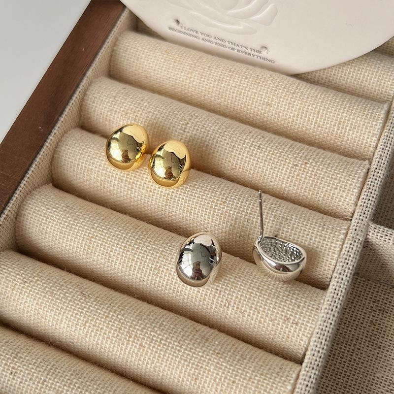 Product Introduction of 925 Sterling Silver Needle High-Grade French Style,Retro round earrings geometric earrings female,Simple and Small Earrings Cold Style All-Match Earrings 4