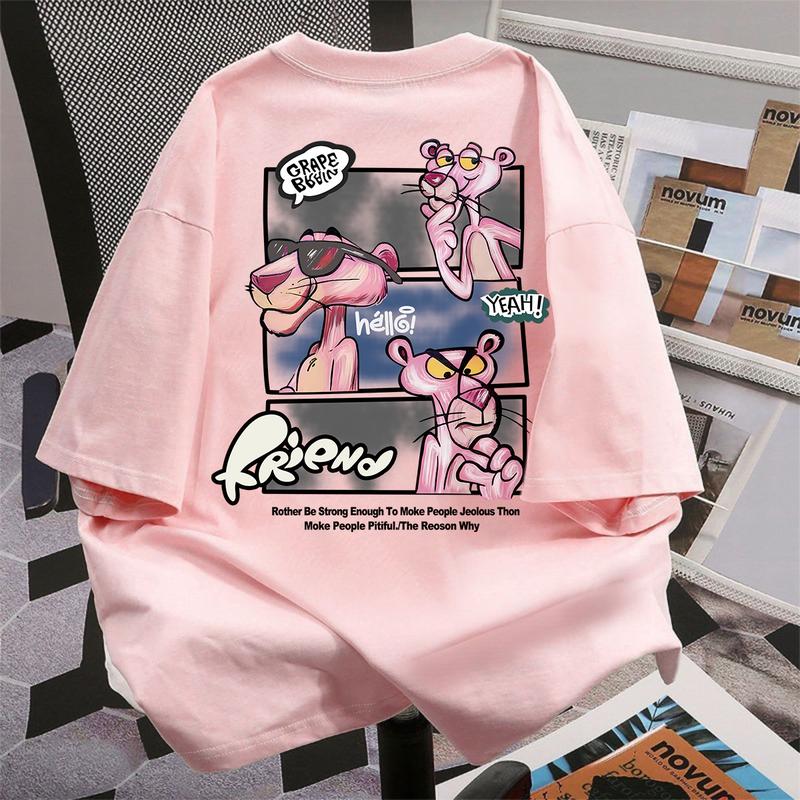 Áo Thun ngắn Tay Họa Tiết Da Báo Hồng Thời Trang 100% Cotton Dáng Rộng Vừa Vặn Phong Cách Thường Ngày Áo Ngoại Cỡ Thích Hợp Cho Phụ Nữ Và Unisex Trang Phục Nữ