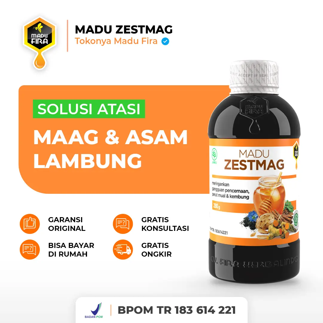 ZESTMAG MADU Fira Herbalindo Bantu Redakan Maag Gerd Tukak Lambung Asam Lambung Pencernaan Gangguan Kecemasan Radang Usus Perut Kembung Mual Hingga Tuntas