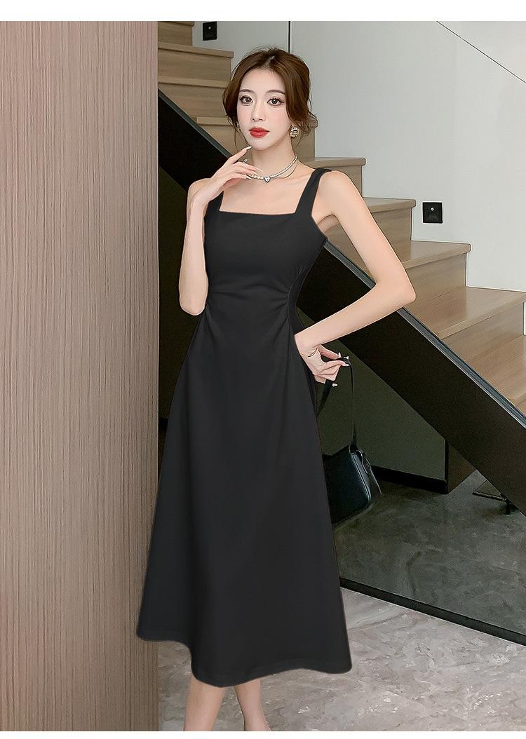 Product Introduction of "French Style White Camisole Dress Women's Summer Cool Square Neck Dress Beautiful Waist A-line Long Dress. Sleeveless, Elegant, Chic, Feminine, Casual, Fashionable." Fabric Womenswear Chinese Style Collar Piece Retro 25