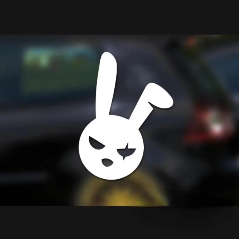 12cm Cartoon Cool Rabbit Universal Warning Sticker Motorcycle Stickers ...