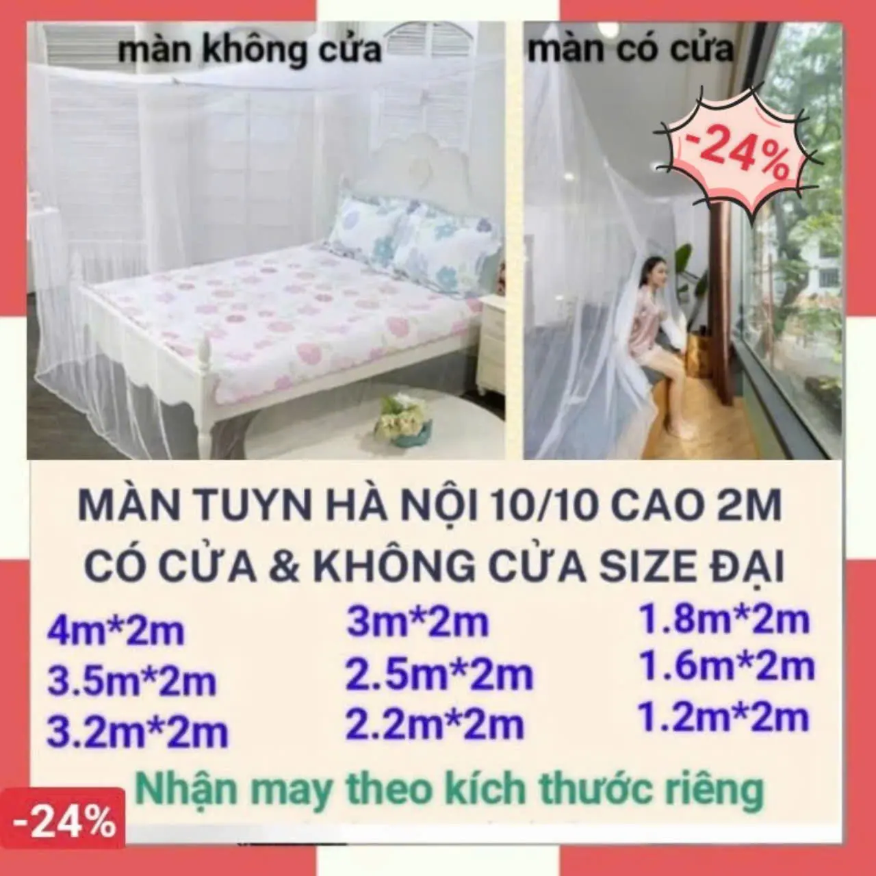 [RẺ CHƯA TỪNG CÓ] Tổng Kho Màn Tuyn, Mùng Tuyn Hà Nội 10/10 Đủ Kích Thước 1m2, 1m6, 1m8, 2m2 ,2m5, 3m, 3m2, 3m5, 4m... Nhận đặt hàng theo kích thước yêu cầu / Màn Tuyn Chống Muỗi Giá Tốt Nhất