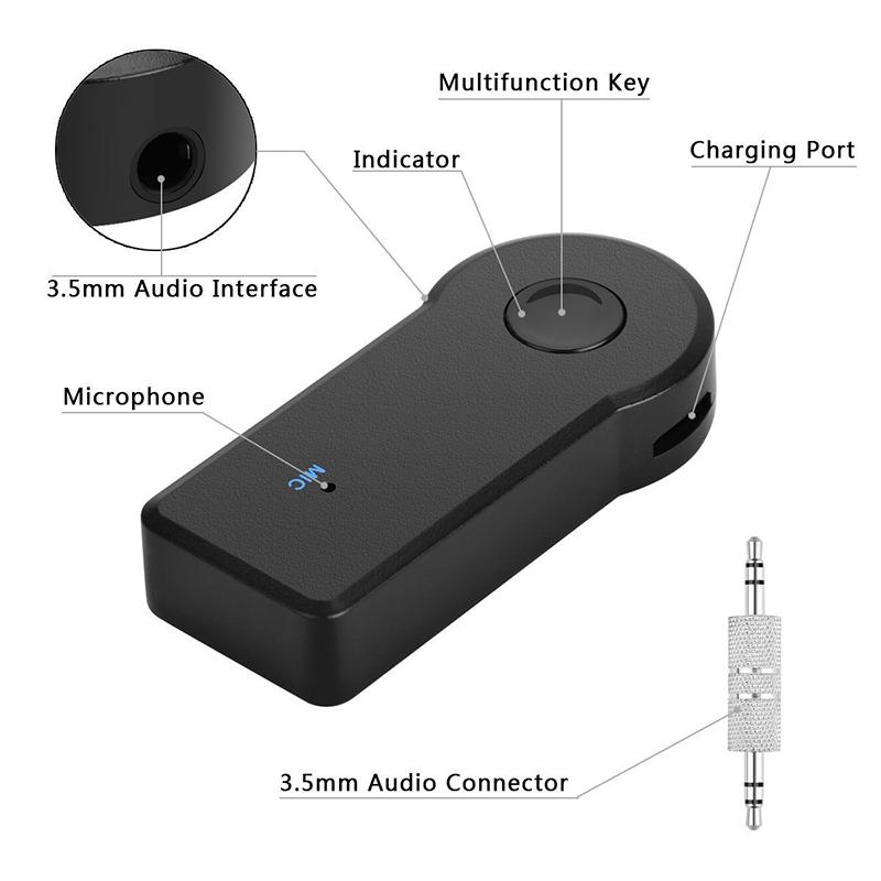 Product Introduction of 3.5mm Jack Wireless Bluetooth -compatible Receiver Transmitter Adapter For Car Music Audio Aux A2dp Headphone Reciever Handsfree 22
