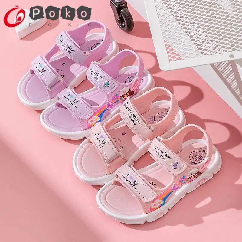 Dép Sandal Bé Gái Sandal công chúa Đế Cao Su Mềm Chống Trơn Trượt Giày quai hậu đi học Cho Bé Gái 2024
