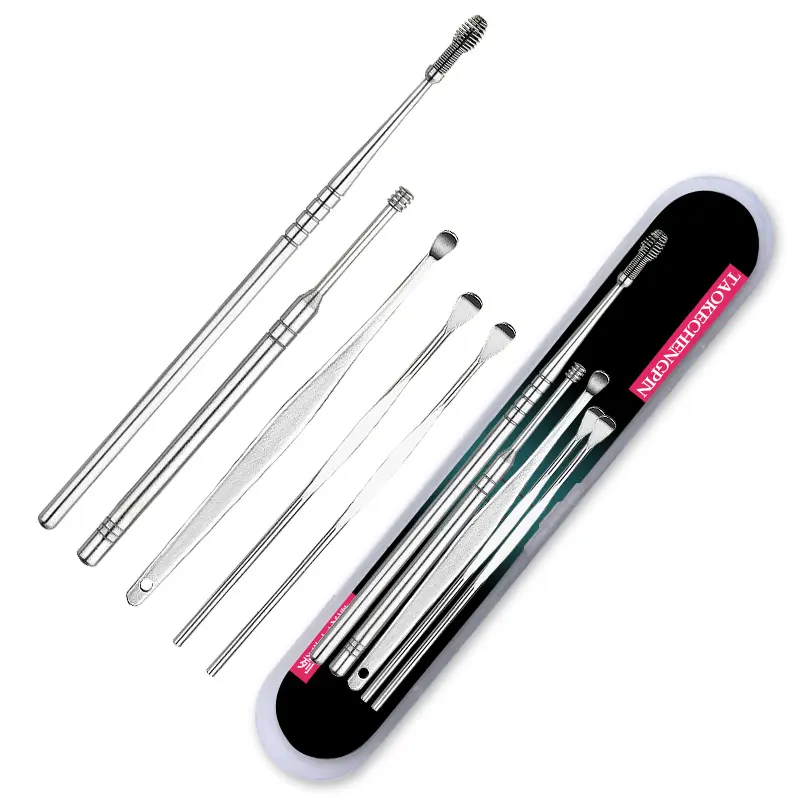 Korek Kuping 5 in 1 alat pembersih telinga Dewasa membersihkan kotoran ear cleaner anti karat aman 1