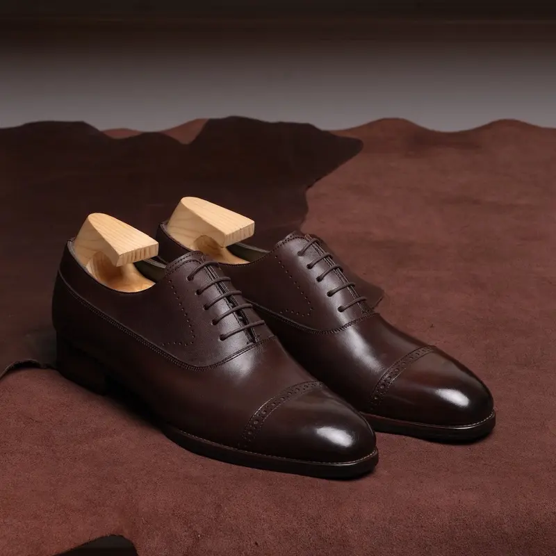 [OB2-N] Oxford Balmoral Brogues Brown | Giày tây da bò Ý ShelbyMan, mẫu giày da Nâu sang trọng dễ phối, giày cưới, giày tây đẹp 1
