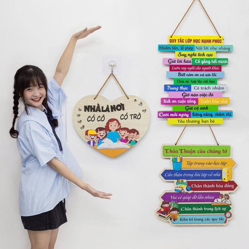 [Size 28, 38cm] Bảng Gỗ Trang Trí Lớp Học, Trường Học - Bách Mộc Decor Phòng Treo Tường Treo Tường Trang Trí Nhà