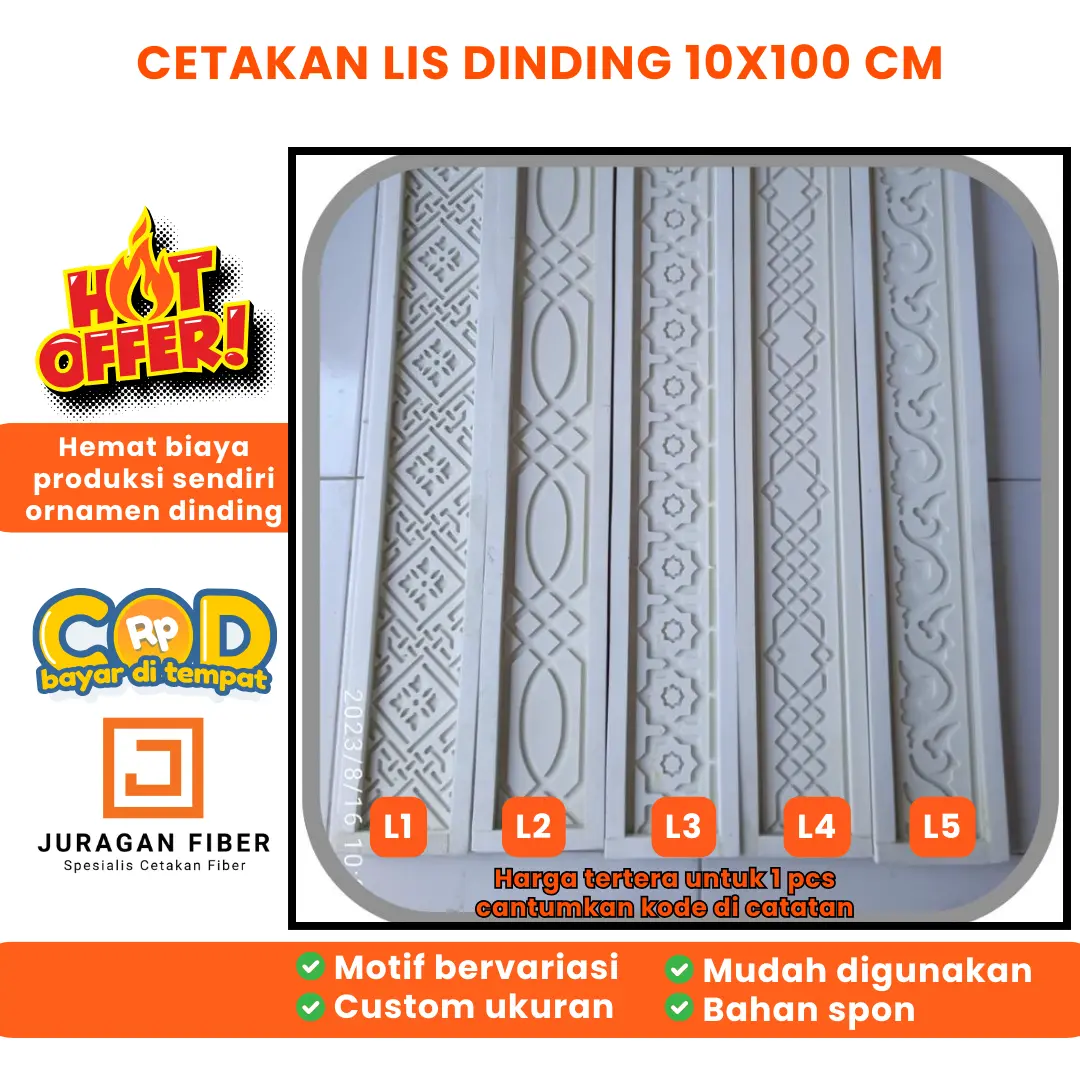 Cetakan Lis Dinding Ornamen Berkualitas untuk Pola Dinding Indah (harga 1 pcs)