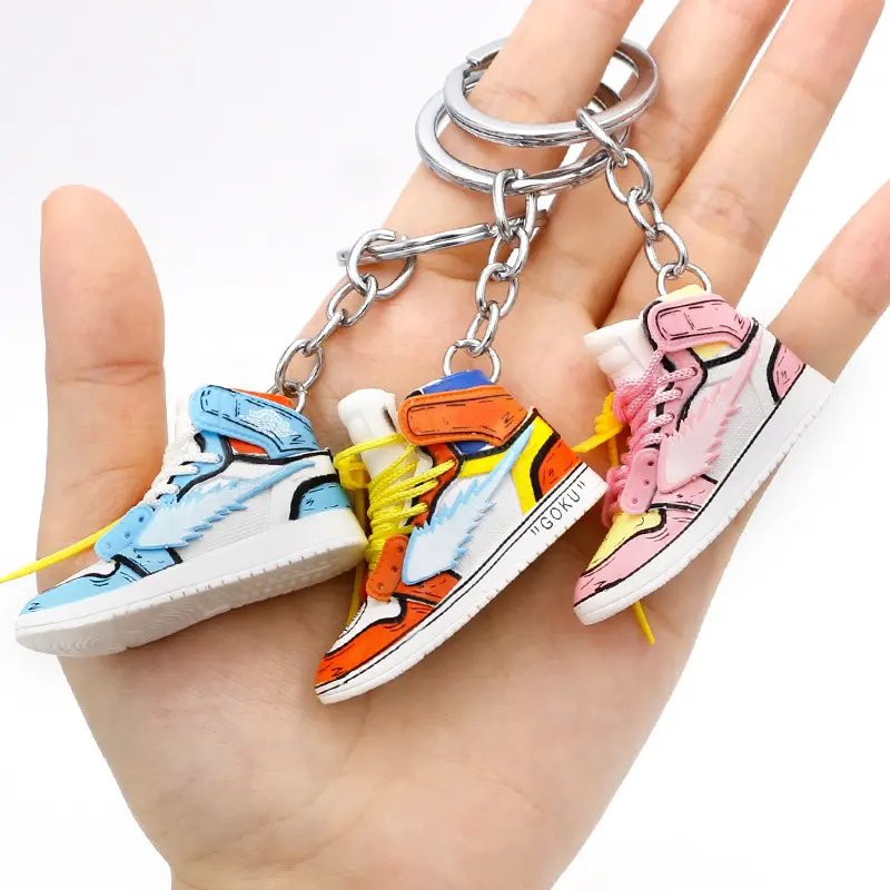 Móc chìa khóa giày thể thao mini 3D, mặt dây chuyền ba lô anime, móc chìa khóa ô tô