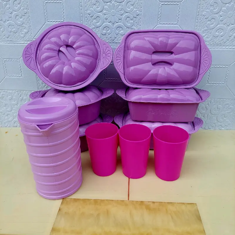 WADAH SAYUR / TEMPAT MAKANAN SET 10 PCS ( 3 KOTAK 3 BULAT 3 GELAS FREE TEKO ) Kitchenware 2