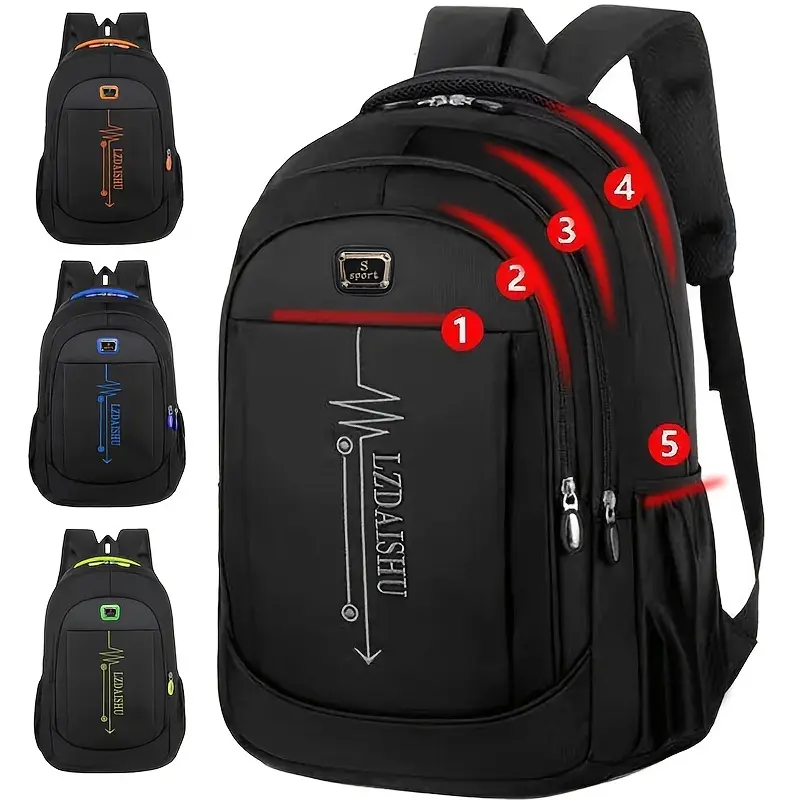 Casual Backpack, Men's Simple Shoulder Bag, Men's Large Capacity Middle School Student Backpack, Computer Travel Bag 1