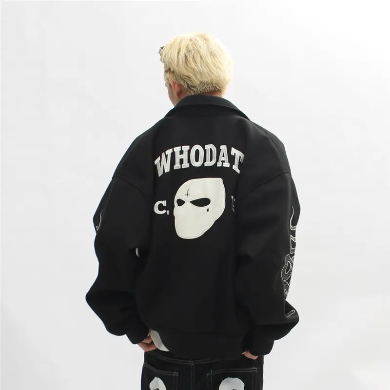 JAKET VARSITY BERKERAH BIG SIZE (S-6XL) JAKET BASEBALL KANCING BOMBER WHODAT SABLON LOGO OVERSIZED S M L XL 2XL 3XL 4XL 5XL 6XL FLEECE UNISEX JACKET BOY GIRL PRIA WANITA JUMBO MIX KOMBINASI 2 WARNA STREET STYLE URBAN Katun Santai KOREA JACKET Keren 1