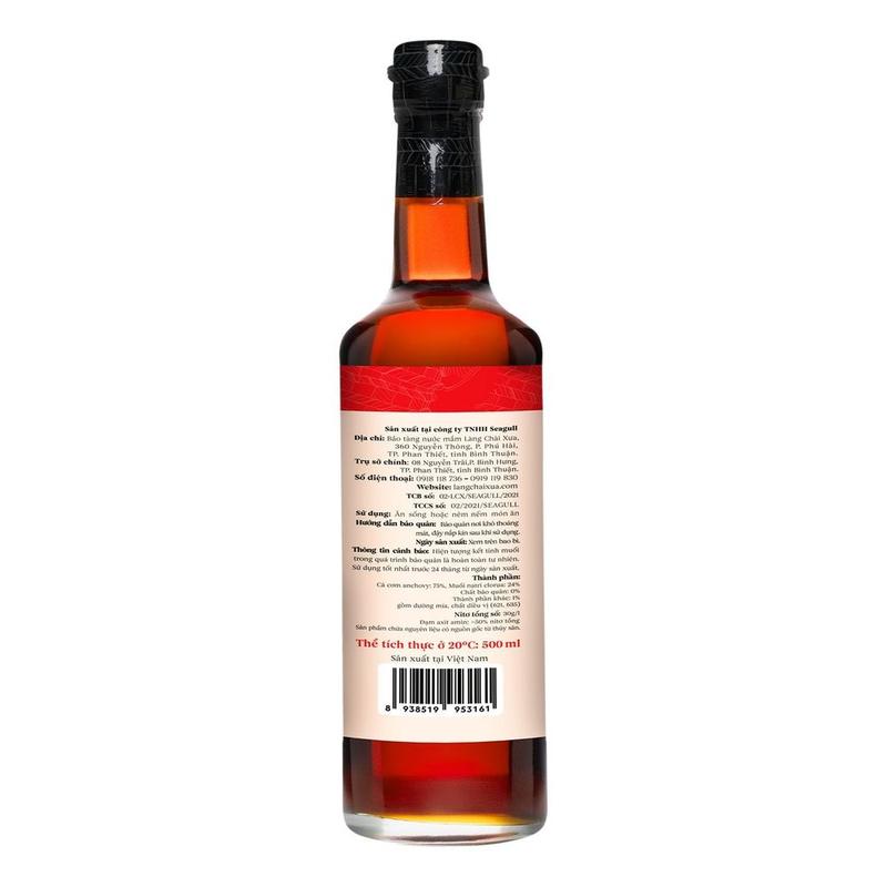 NƯỚC MẮM NHỈ XUẤT KHẨU TRUYỀN THỐNG NHÃN ĐỎ 30 ĐỘ ĐẠM 500ML - LÀNG CHÀI XƯA 3