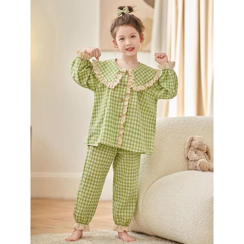 Bộ Đồ Ngủ Trẻ Em, Bé Gái, Bộ Sưu Tập Xuân Thu, Quần Dài Tay, Phù Hợp Với Trẻ Em Trung Bình Và Lớn, Phong Cách Công Chúa, Bộ Đồ Mặc Nhà Phổ Biến, Phát Hành Năm 2025 4