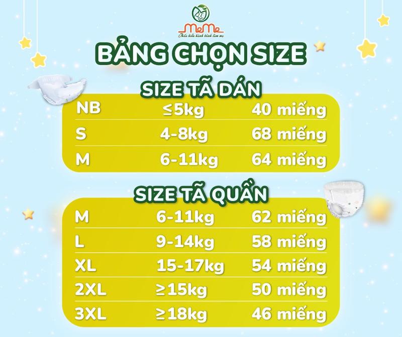 [Shop TD02] Tã bỉm Mễ Mễ thường, Mễ Mễ Prime Mềm Mỏng Siêu Thấm Khô Thoáng Cho Bé Mền Xốp 2