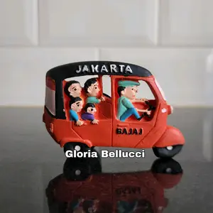 souvenir bajaj jakarta tempelan hiasan kulkas magnet becak indonesia