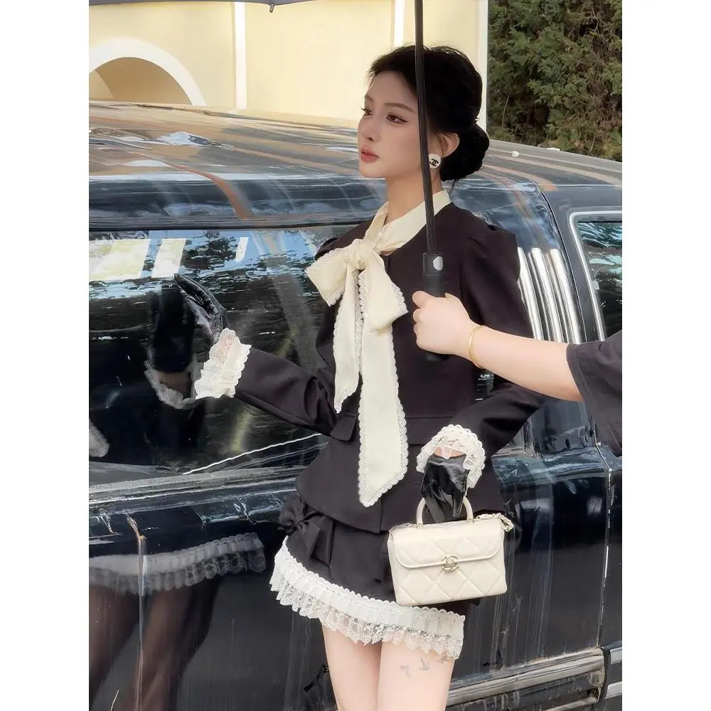 High Quality in Stock-[Jiabelier] Coat + Culottes Temperament Waist-Controlled Classic Style Gold Sense Suit Korean Style Temperament Twinset Female-TK Hot Sale Quality Certification Womenswear Original Lingerie Comfort