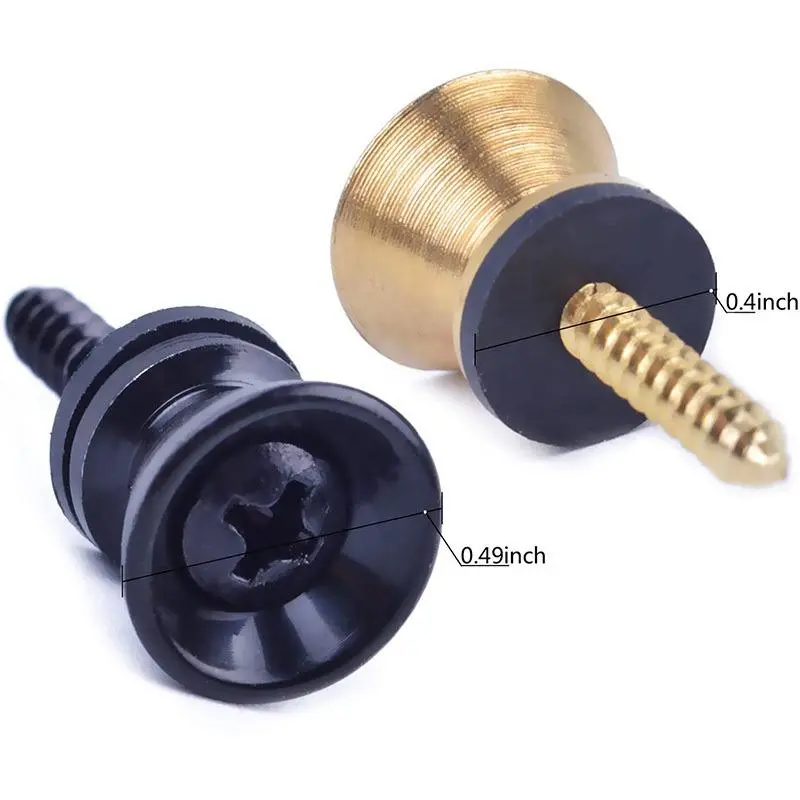 Guitar Strap Locks End Pins, 2 Counts Tail Nail Lock Button Pegs Screw Flat Head for Acoustic Classical Electric Guitar Bass Ukulele 3