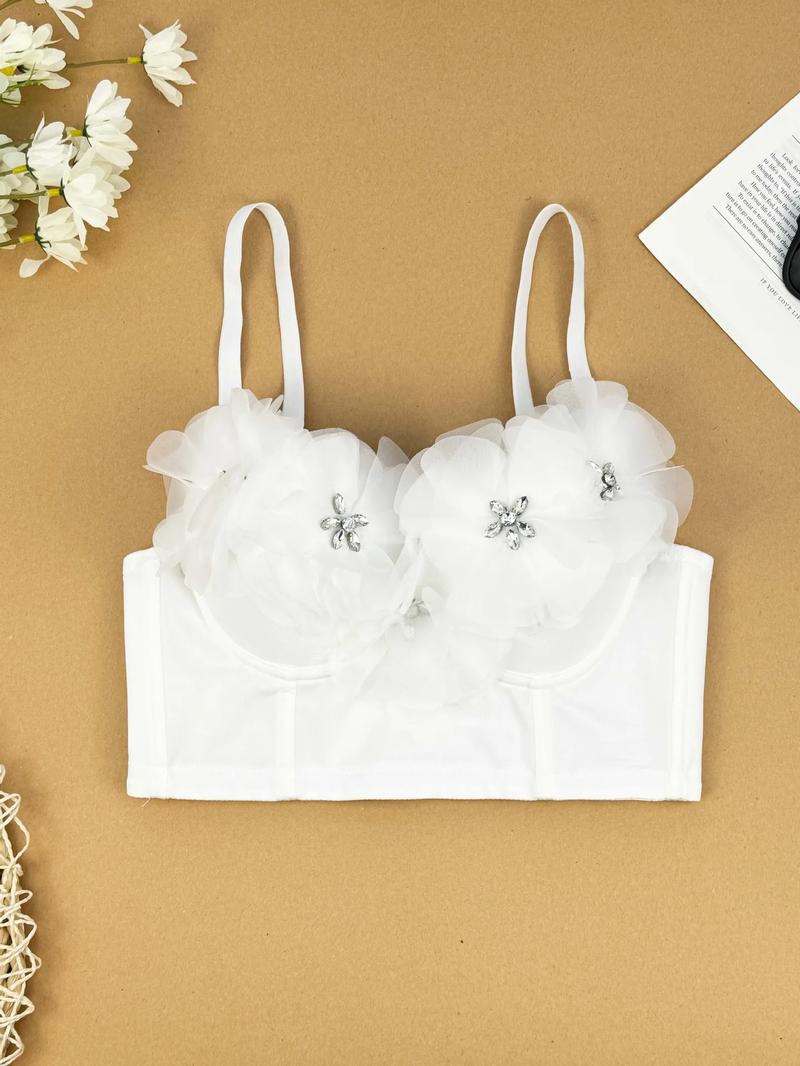 Product Introduction of Triangle Cup Underwire Backless Bra with Rose Red Flower Petals and Diamonds  Bras Outside Fishbone Inner Bralette 7