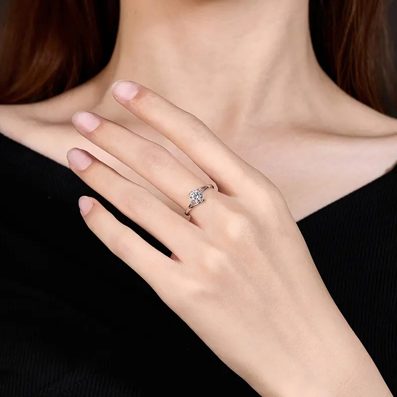 Nhẫn Moissanite, 60 Điểm, Bạc Sterling S925, Dành Cho Phụ Nữ, Thiết Kế Độc Đáo Có Thể Điều Chỉnh Cảm Giác Cao Cấp, Bút Thử Ngay Lập Tức, Nhẫn 3