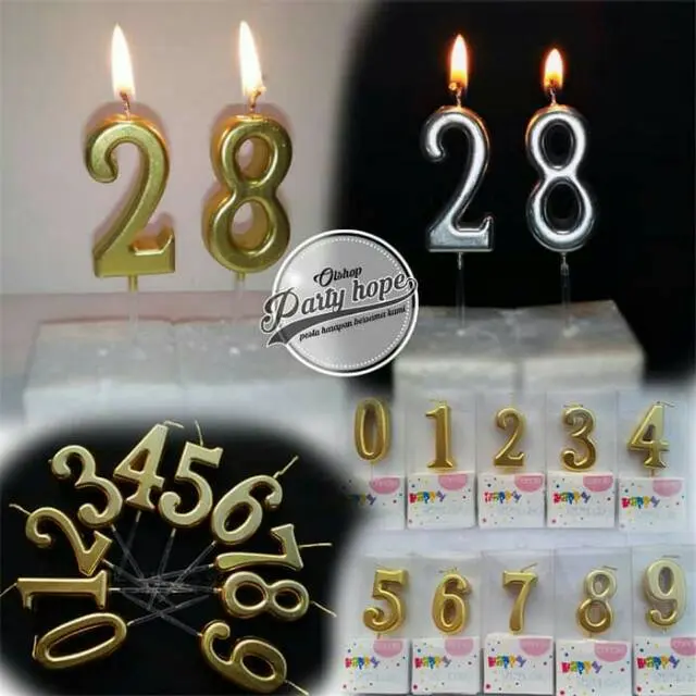 lilin angka gold / Lilin Ultah emas / Lilin Angka ulang tahun gold 3