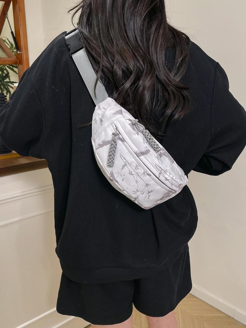 Product Introduction of Fashionable Floral Pattern Fanny Pack, Casual Versatile Zipper Sling Bag for Women, Trendy All-match Chest Bag for Daily Used 4