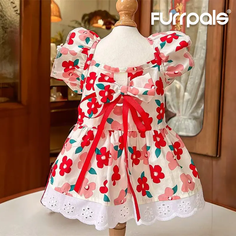 Furrpals Pet Dress Dog Dress Ruffle Princess Dogs Daily Outfit Wedding Dress Cat Dress Skirt