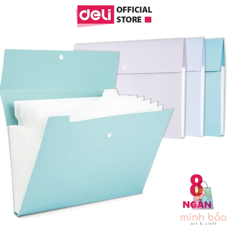 CẶP ĐỰNG TÀI LIỆU A4 DELI - 8 NGĂN PHÂN TRANG - FILE LƯU TRỮ TÀI LIỆU - LINFINI - XANH DƯƠNG / TRẮNG - 72456 0