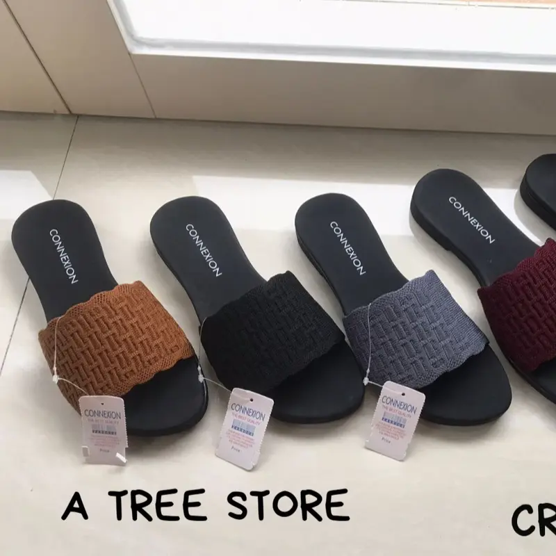 SANDAL CR WANITA/SANDAL TERBARU/SANDAL SLOP/SANDAL RAJUT/SANDAL CR SLOP RAJUT SANDAL SLOP WANITA Tanpa Hak Merah 0