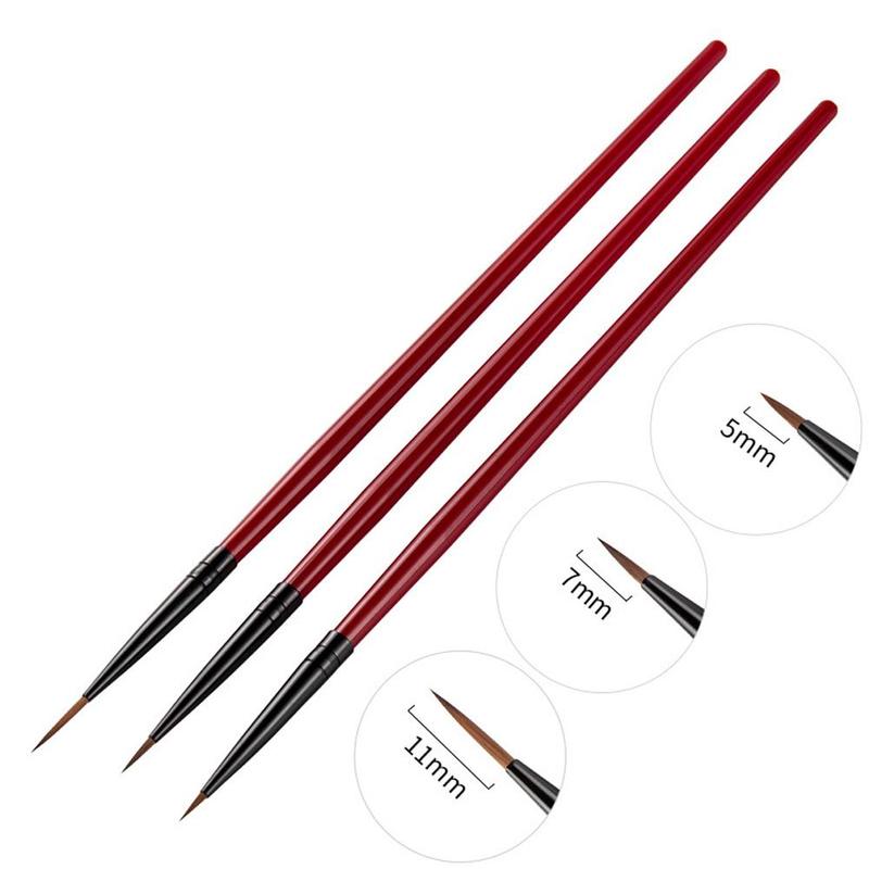 3Pcs/Set 5/7/11mm Nail Art Line Brush UV Painting Drawing Flowder Detailing Thin Liner Sripe Grid Pen DIY Manicure Tools 3