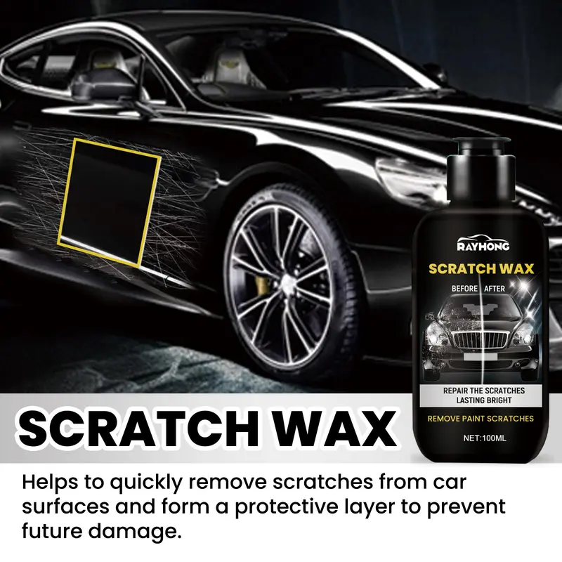 Car Scratch Repair Wax, 1 Count Car Scratch Remover Wax With Sponge, Car Scratch Remover, Car Maintenance Product For Paint Care 4