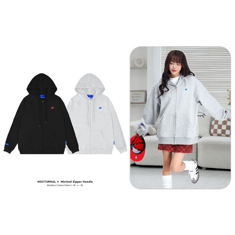 Áo Hoodie Zip Minimal NOCTURNAL Vải 2 Da Chống Nắng Hindless Fabric Unisex Local Brand