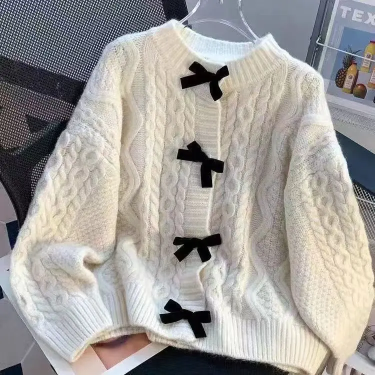 Sweater Ikatan bentuk rama-rama Pakaian Luar Bergaya, Penghantaran Cepat, Untuk Wanita, Musim Luruh dan Musim Sejuk, Kot Baharu, Longgar dan Kasual, Fesyen Vintaj, Kardigan Berkait Manis, Pelancaran Baru
