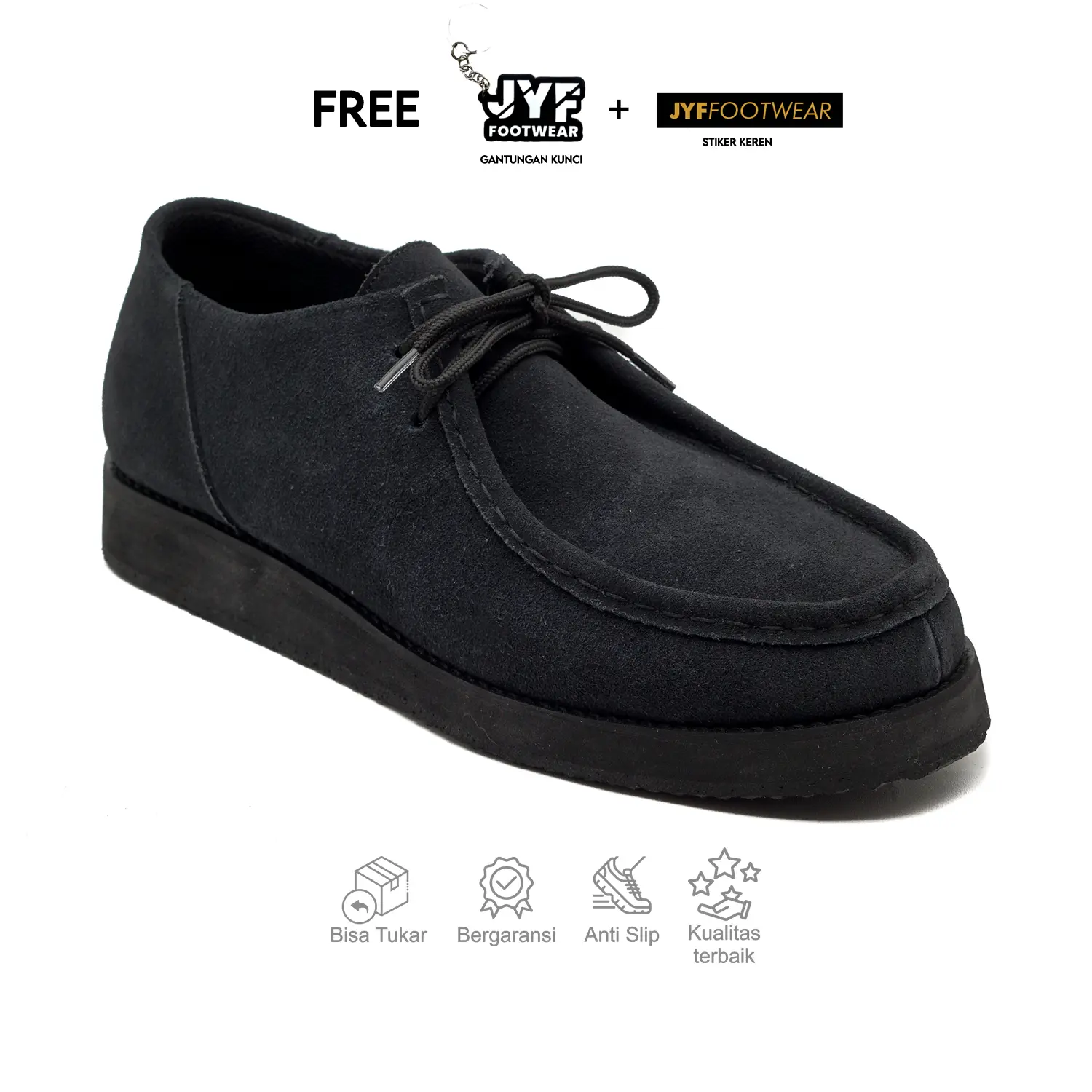 JYF - Classic Black Sepatu Oxford Pria Formal Kantor Kerja Kuliah Kondangan Pantofel