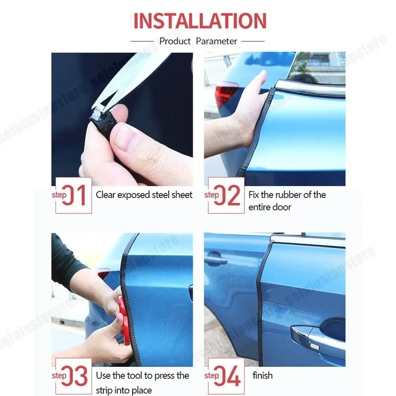 10 meter List Pintu Mobil Universal Karet Peredam Pintu Mobil Pelindung Pintu Hitam / Pelindung Tepi Dilindungi Lapisan U Bentuk Pintu Tepi Bumper Strip isolasi suara penyegelan strip kedap suara karet trim Strip Weatherstrip Car Kendaraan 5