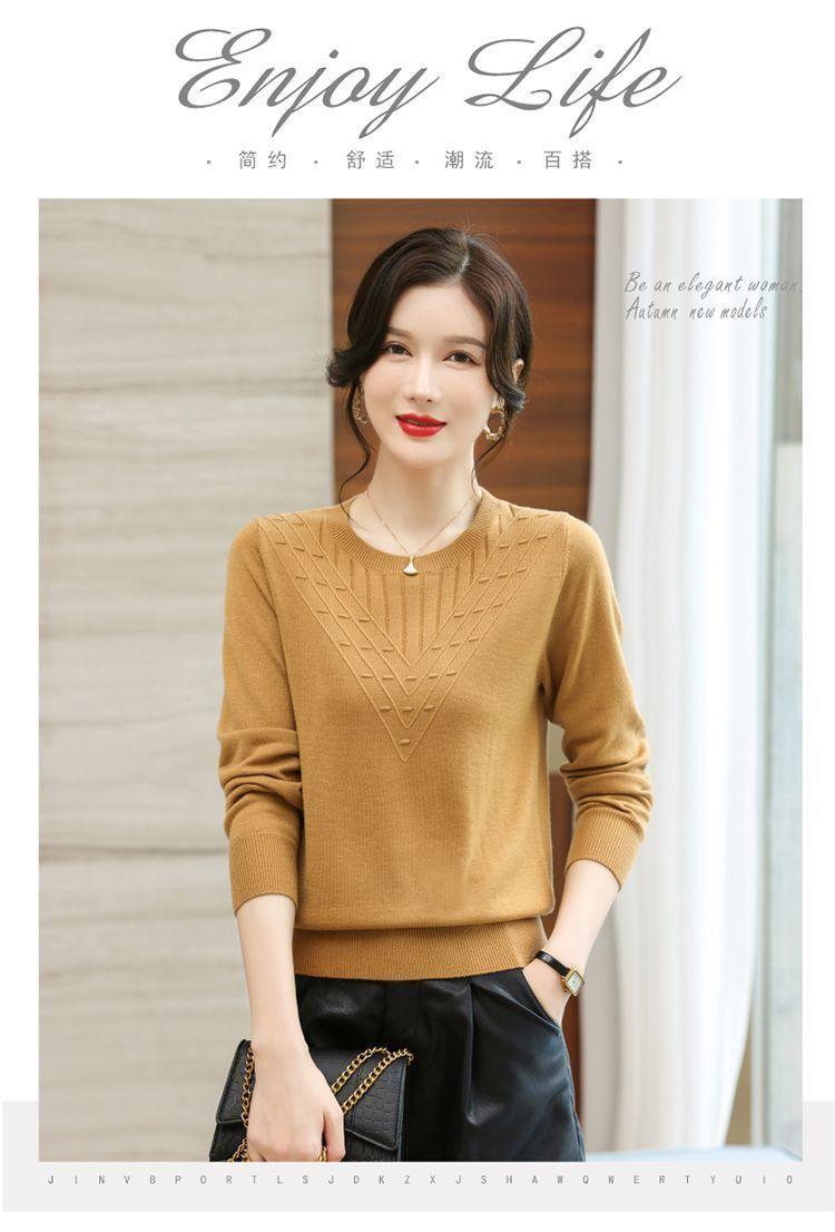Product Introduction of Áo Len Dài Tay, Hàng Mới Về Mùa Thu Năm 2025, Cổ Tròn, Áo Lớp Nền Dệt Kim, Phong Cách Phương Tây Cho Phụ Nữ Trung Người Già, Áo Sơ Mi Nhỏ Áo Thời Trang Dễ Phối Đồ, Được 5871 Người Đánh Giá Cao. 4