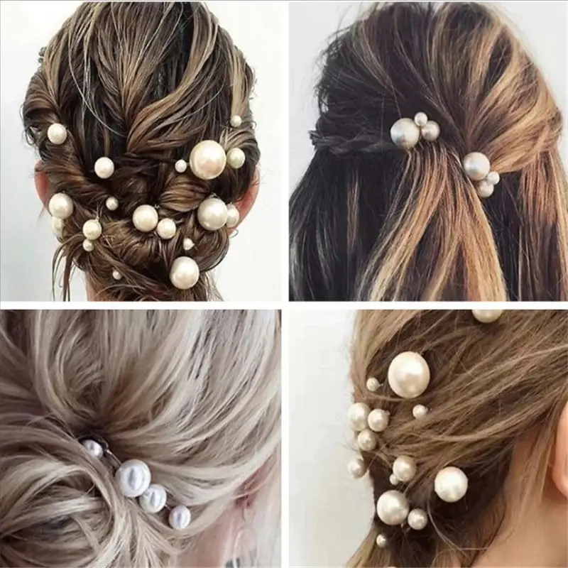 Women U-shaped Pin Metal Barrette Clip Hairpins Simulated Pearl Bridal Tiara Hair Accessories Wedding Hairstyle Design Tools 2