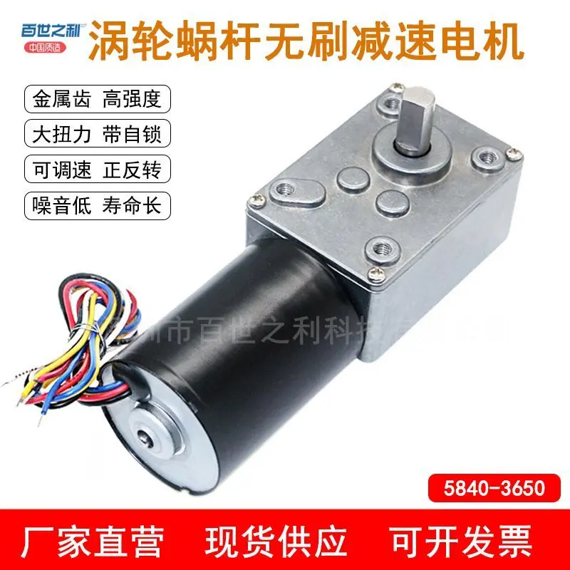 Động Cơ Bánh Răng DC Không Chổi Than, Mô-men Xoắn Cao, Động Cơ Tốc Độ Thấp, 5840-3650, Bánh Răng Sâu, Tự Khóa, Thích Hợp Cho Các Thiết Bị Điện Tử 0