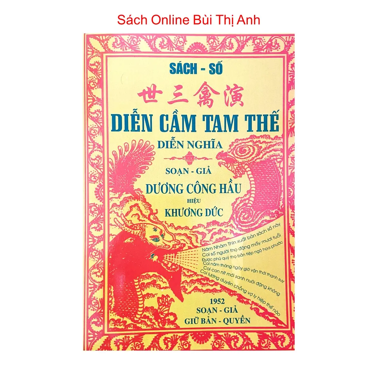 Sách - Số Diễn Cầm Tam Thế Diễn Nghĩa (Dương Công Hầu) - sách tử vi