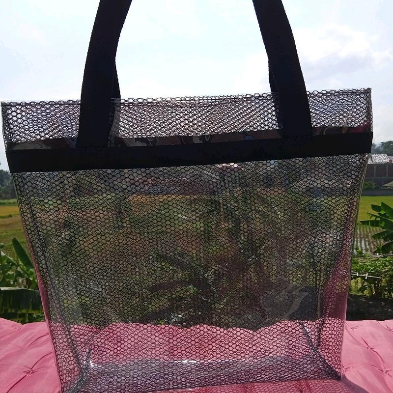 tote bag transparant mix jaring tas kerja 0