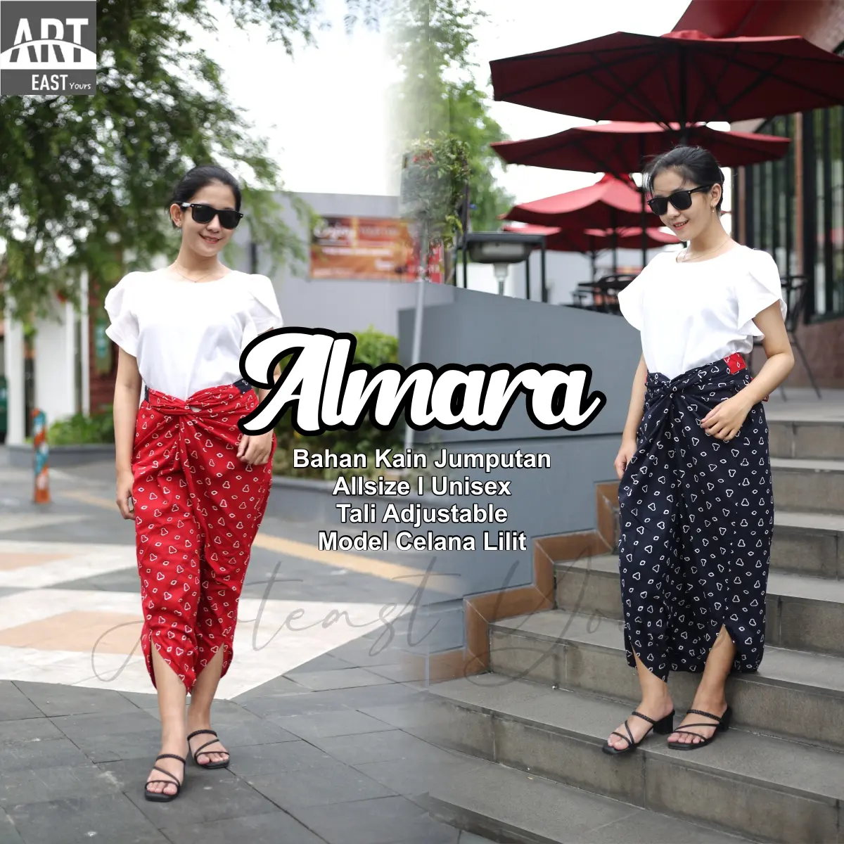 ALMARA Celana Lilit Jumputan Unisex Allsize Merah Hitam Kombinasi Kekinian Terbaru Bisa COD